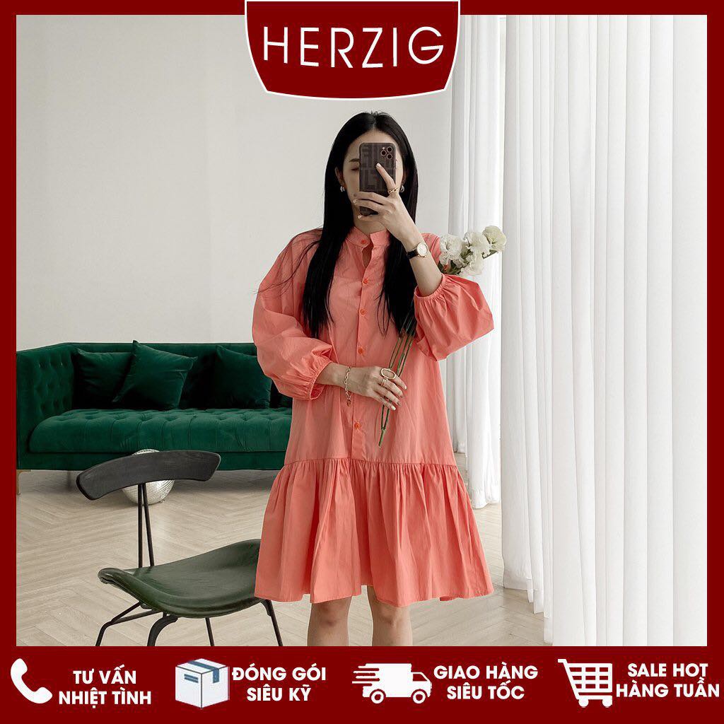 Váy sơ mi suông HERZIGMADE chất thô nhiều màu Soda pop dress - B1771