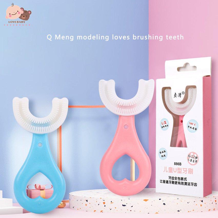 Bàn chải đánh răng cho bé chữ u chất liệu silicon pp chịu được lực cắn cho bé từ 2 - 12 tuổi