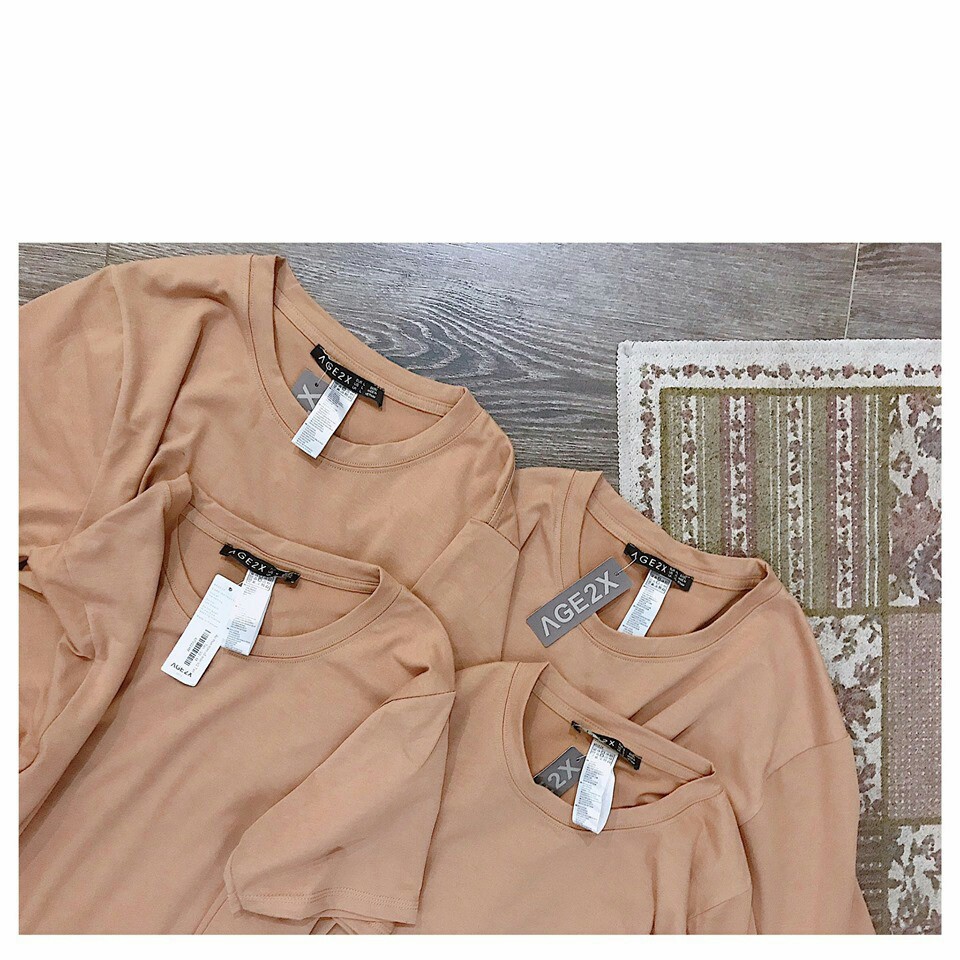 Áo Thun Trơn VNXK Nữ Nam Unisex Chính Hãng AGE2X Màu Cà Phê Sữa TAN.