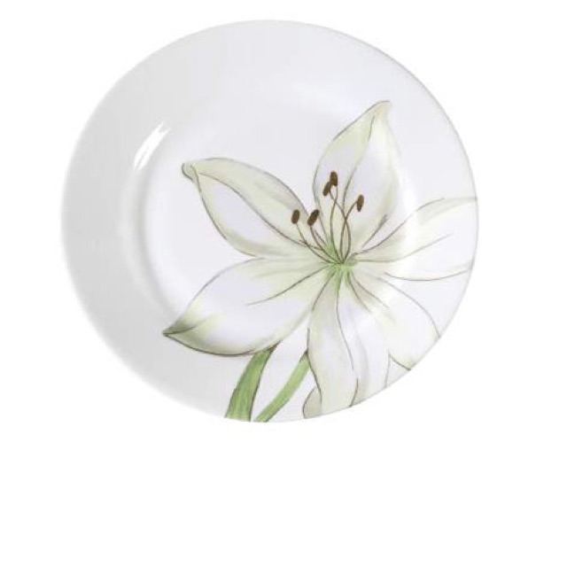 Dĩa thuỷ tinh Mỹ White Flower Corelle 7709-7710 (21.6cm-27cm)