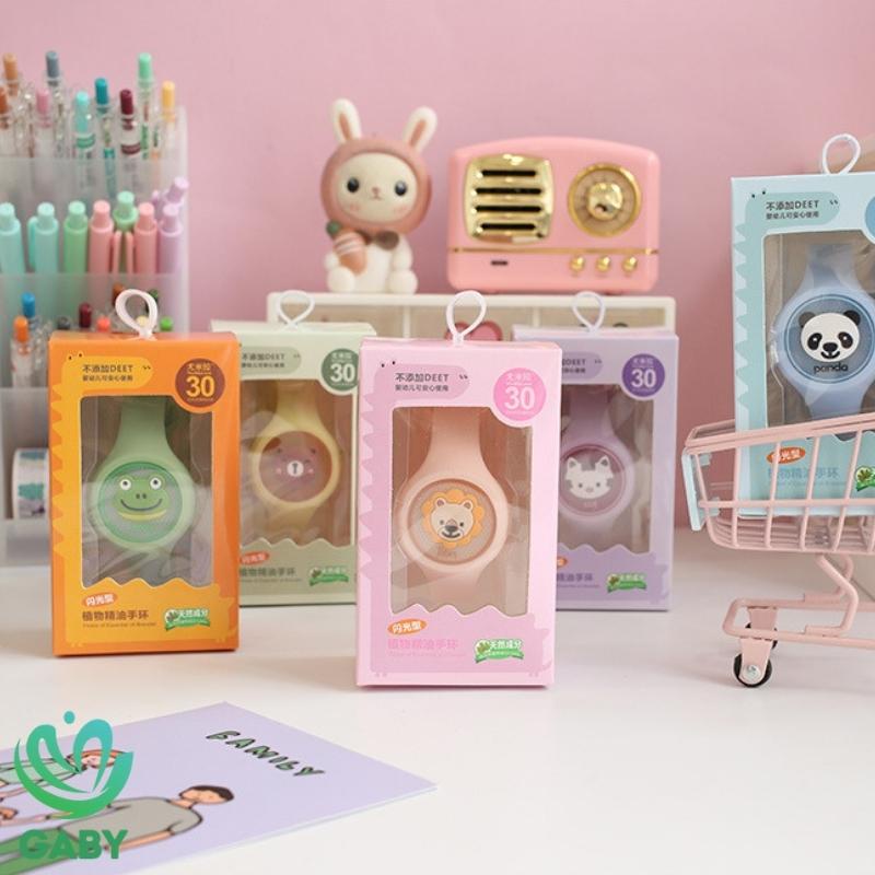 Đồng hồ tinh dầu đuổi muỗi có đèn GABY Vòng đeo tay đuổi muỗi tinh dầu thực vật phát sáng