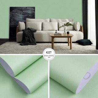 10m giấy dán tường sẵn keo mẫu trơn sần xanh