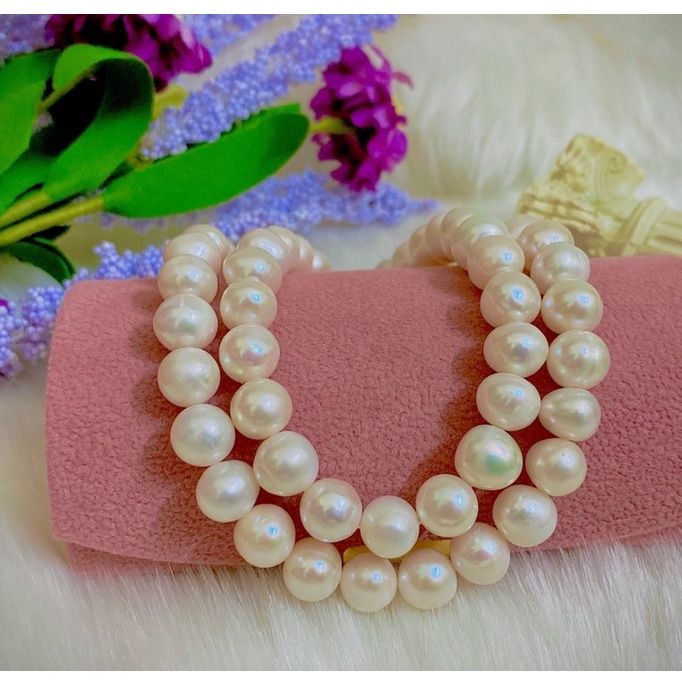 Bộ trang sức trai thật tự nhiên nuôi nước ngọt 10li trắng 4 món đã có hộp