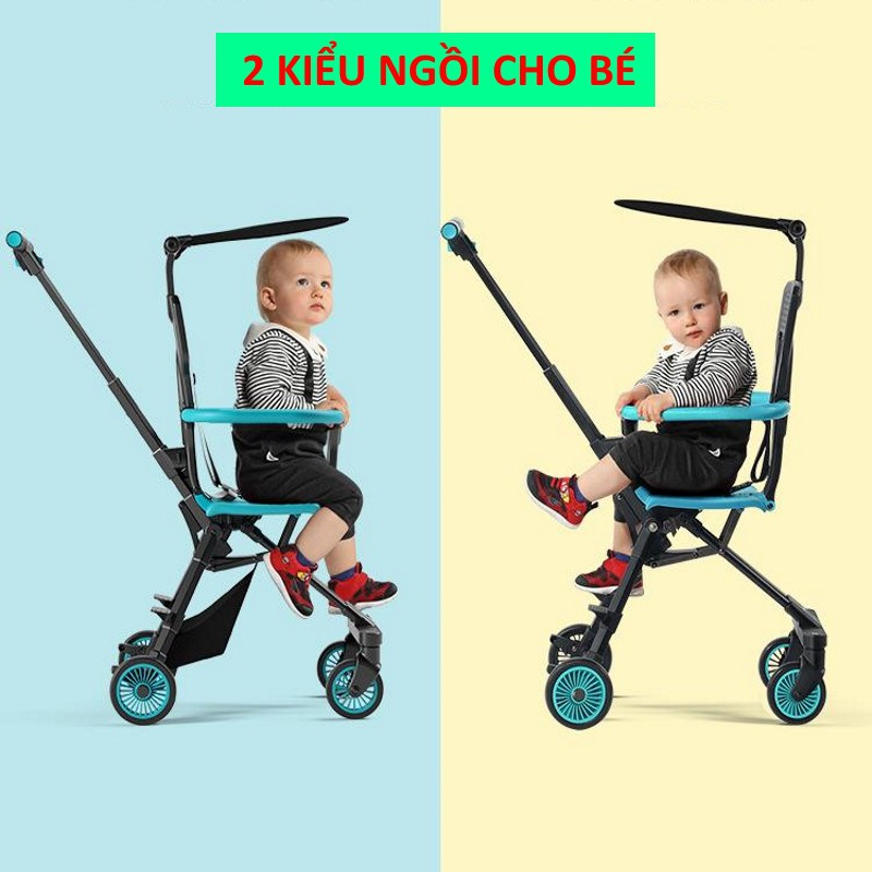 [FRESHIP] [CAO CẤP] Xe đẩy gấp gọn cho bé có mái che Playkids X1 – Xe đẩy đảo hai chiều, thông minh DC020