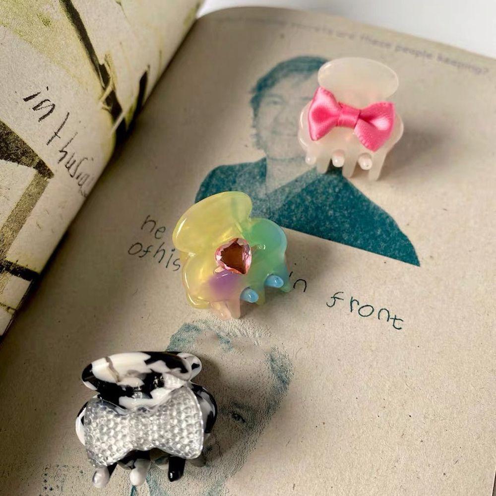 Kẹp Tóc Càng Cua Hình Nơ Nhỏ Xinh Nhiều Màu Sắc Phong Cách Vintage Thanh Lịch Cho Nữ