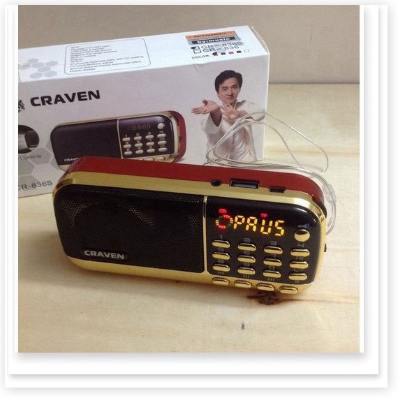 Loa Craven CR-836S , 836S Nghe Nhạc Thẻ Nhớ, USB, FM Chính Hãng Có Đèn PIN, Cắm Tai Nghe
