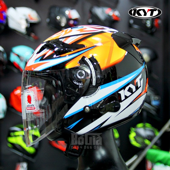 Nón 3/4 KYT Venom Axel Basani 2 kính