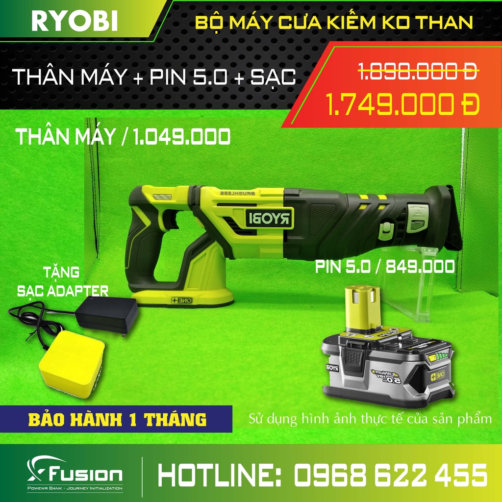 Bộ máy cưa kiếm ryobi