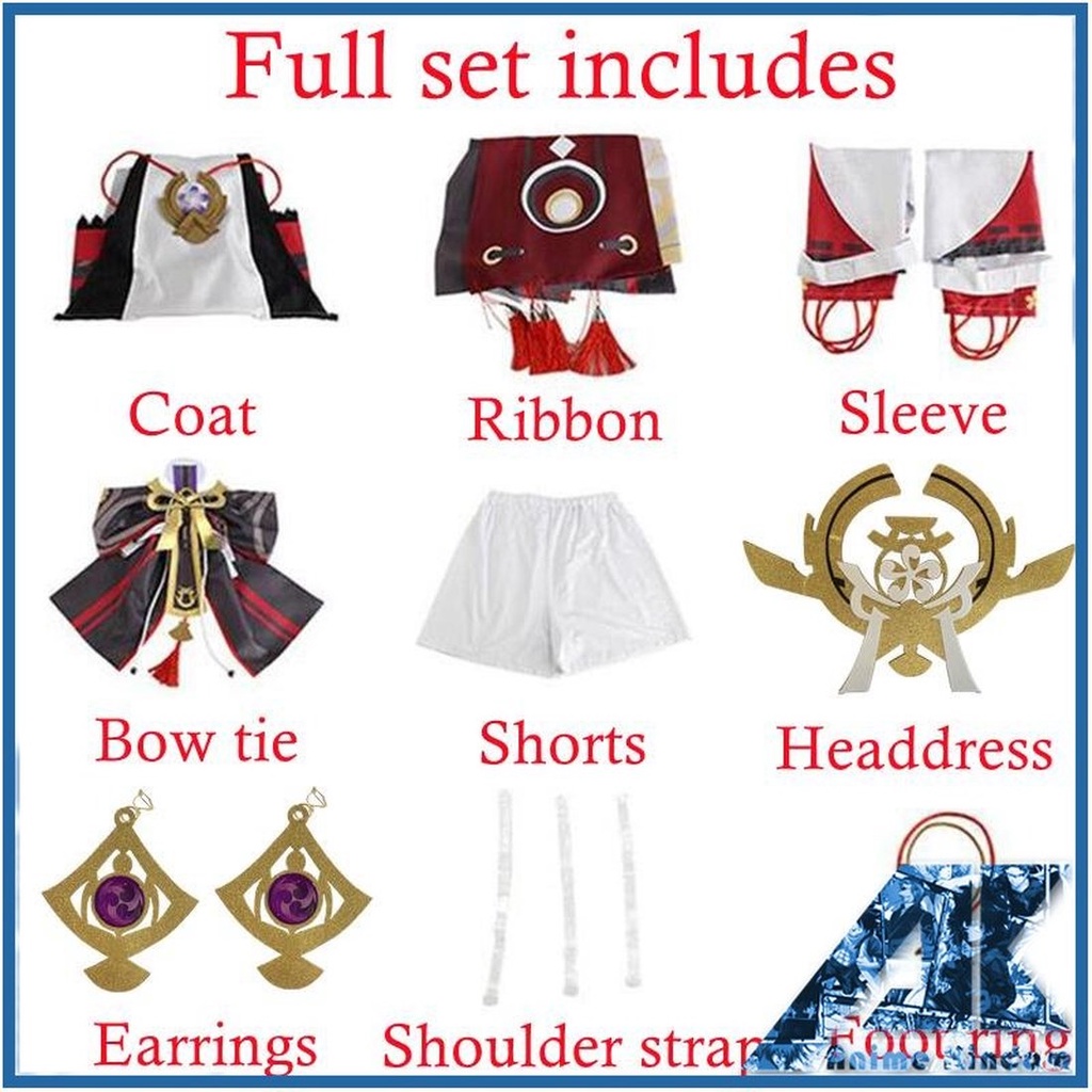 Genshin Impact Yae Miko Cosplay trang phục Bộ Tóc Giả Hóa Trang Guuji Yae Cho Nữ