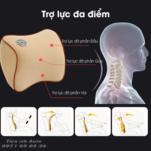 Gối Tựa Đầu, Gối Tựa Lưng Cao Su Non Cao Cấp Dùng Cho Xe Ô Tô, Ghế Văn Phòng | tienich_auto