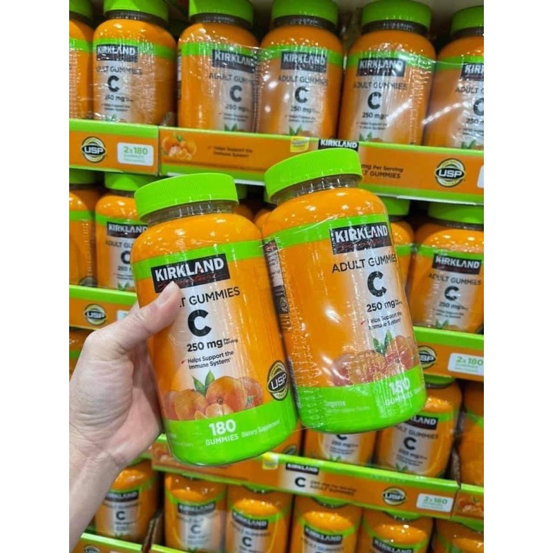 Kẹo dẻo bổ sung Vitamin C Kirkland Adult Gummies C 250mg hộp 180 viên của Mỹ - Tăng sức đề kháng, chống oxy hóa | BigBuy360 - bigbuy360.vn