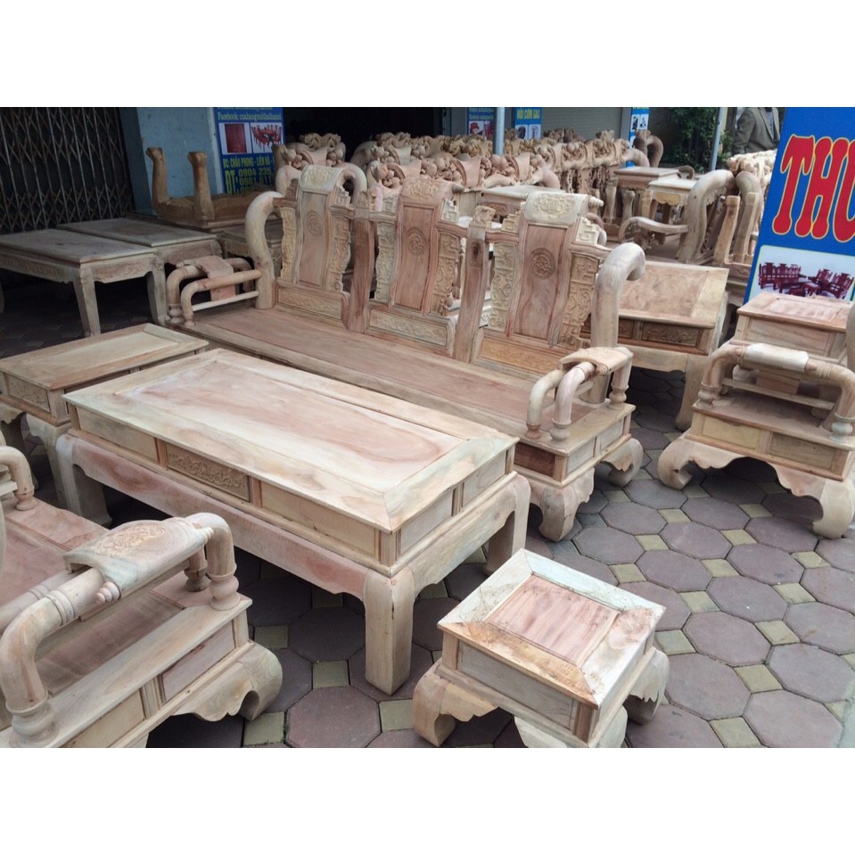 Bộ bàn ghế Tần Thủy Hoàng gỗ xà cừ