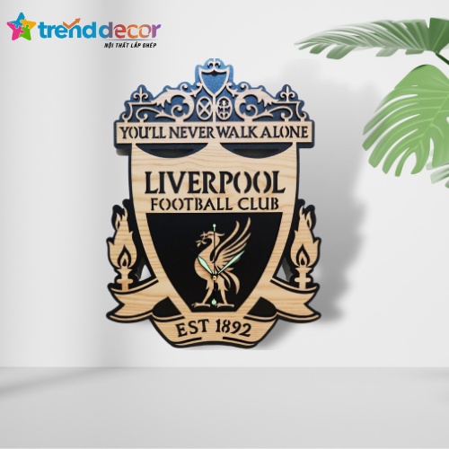 Đồng hồ gỗ treo tường bóng đá logo CLB Liverpool