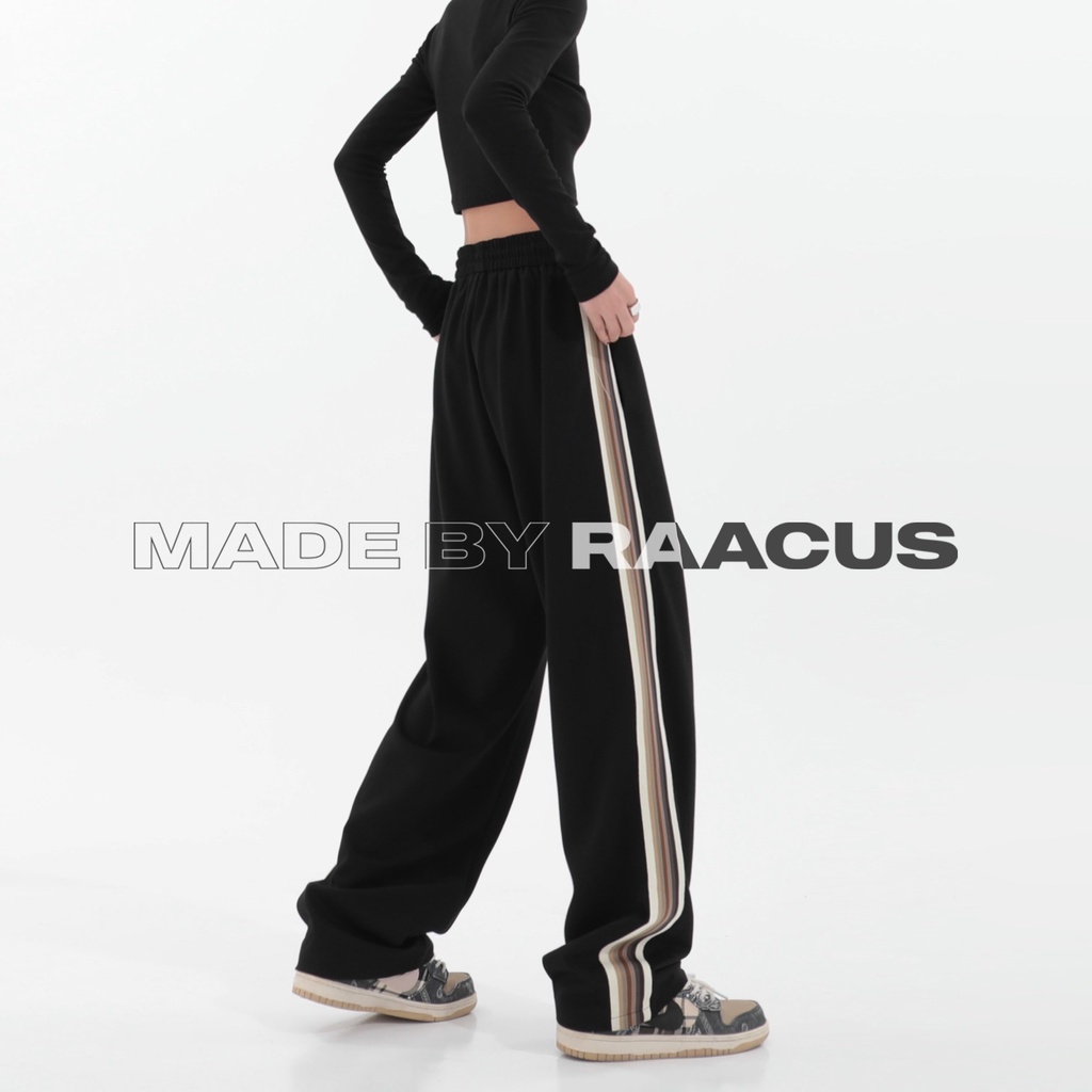 Quần ống rộng nam nữ PATOMI.STUDIO  dáng suông unisex chất poly sọc nâu - QD05 , QS03