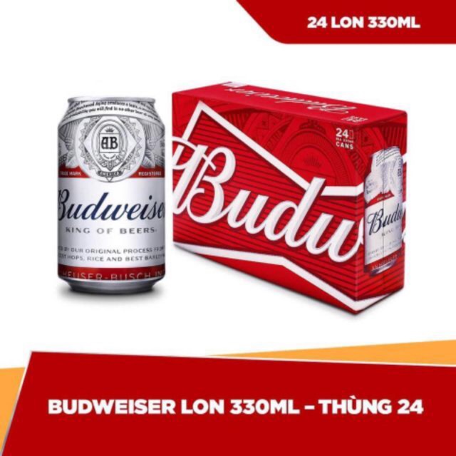 [Date T11-2021] Bia Budweiser Mỹ 330ml x24 lon| Chính Hãng