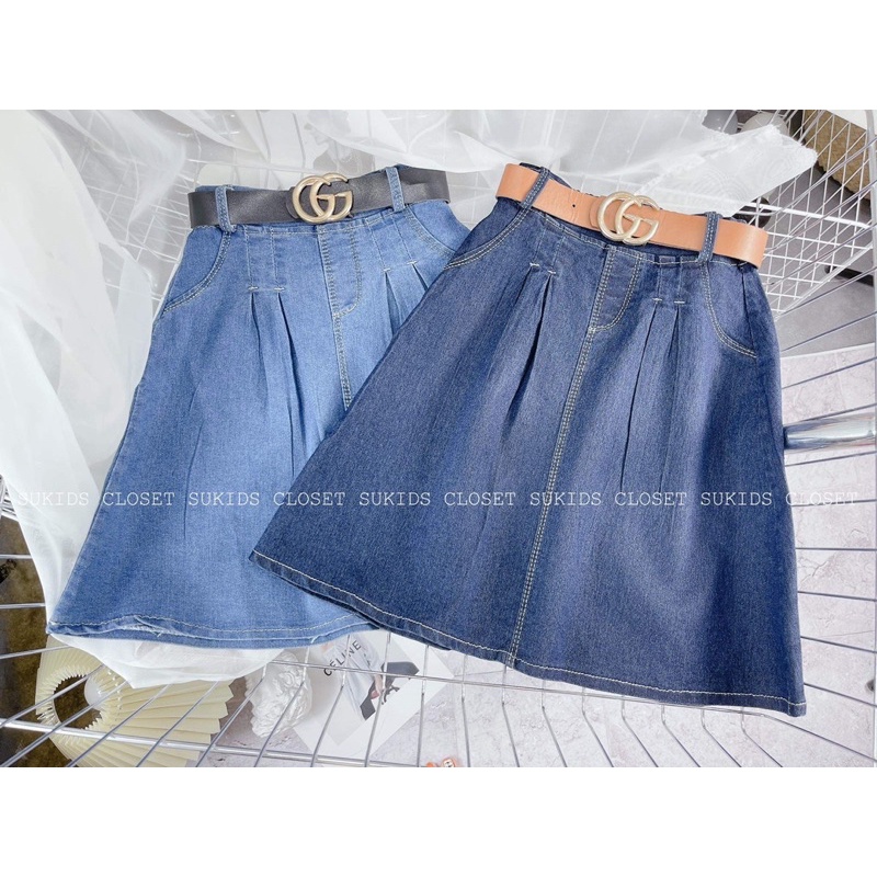 Set áo chéo cv jean dáng dài cho bé gái 14-38kg