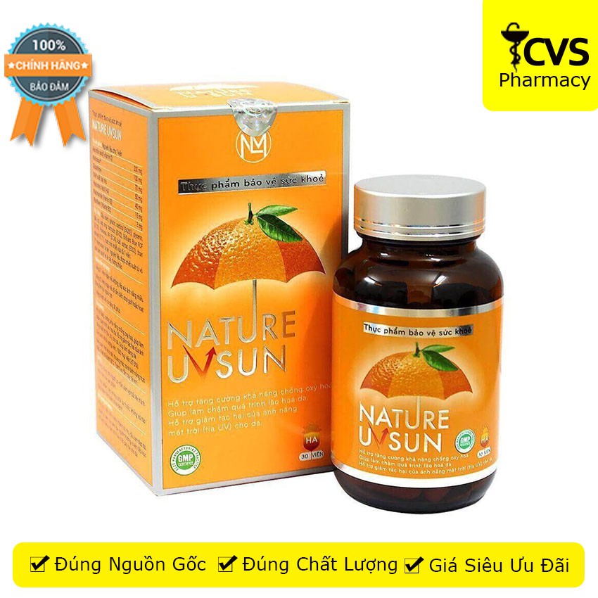 Viên uống Nature Uvsun -  Giúp chống oxy hóa & làm sáng da, giảm tác hại của ánh nắng mặt trời cho da - cvspharmacy
