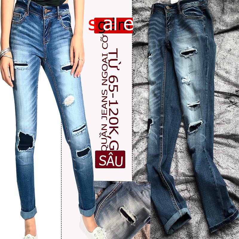 Quần jeans big size, hàng thương hiệu mỹ,jean ống đứng rách