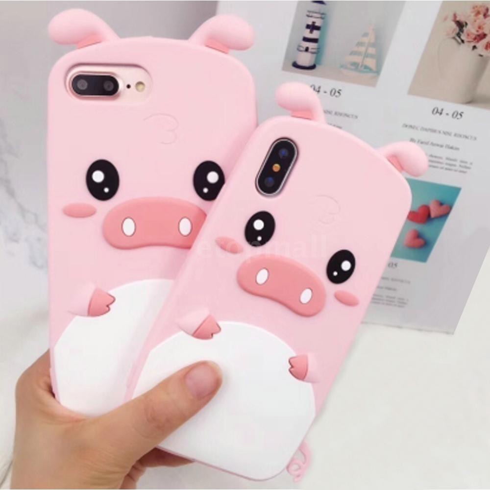 Ốp điện thoại silicon mềm hình lợn con chống sốc dành cho iphone 6 7 8 6Plus 7Plus 8Plus X