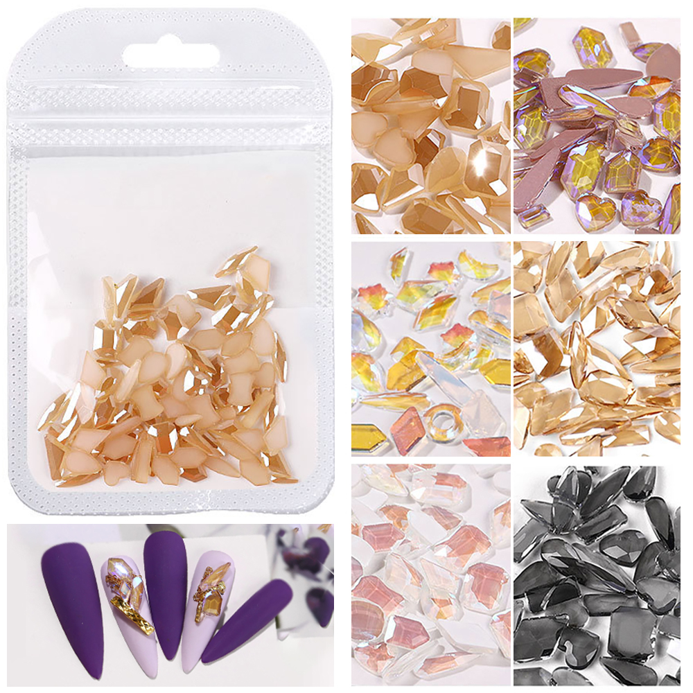 Set 50 Phụ Kiện Đá 3D Tự Đính Trang Trí Móng Tay