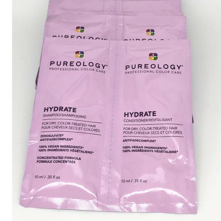 10mlx2 - Set Gội Xả Cấp Ẩm, Phục Hồi Tóc Hư Tổn Pureology Hydrate Shampoo