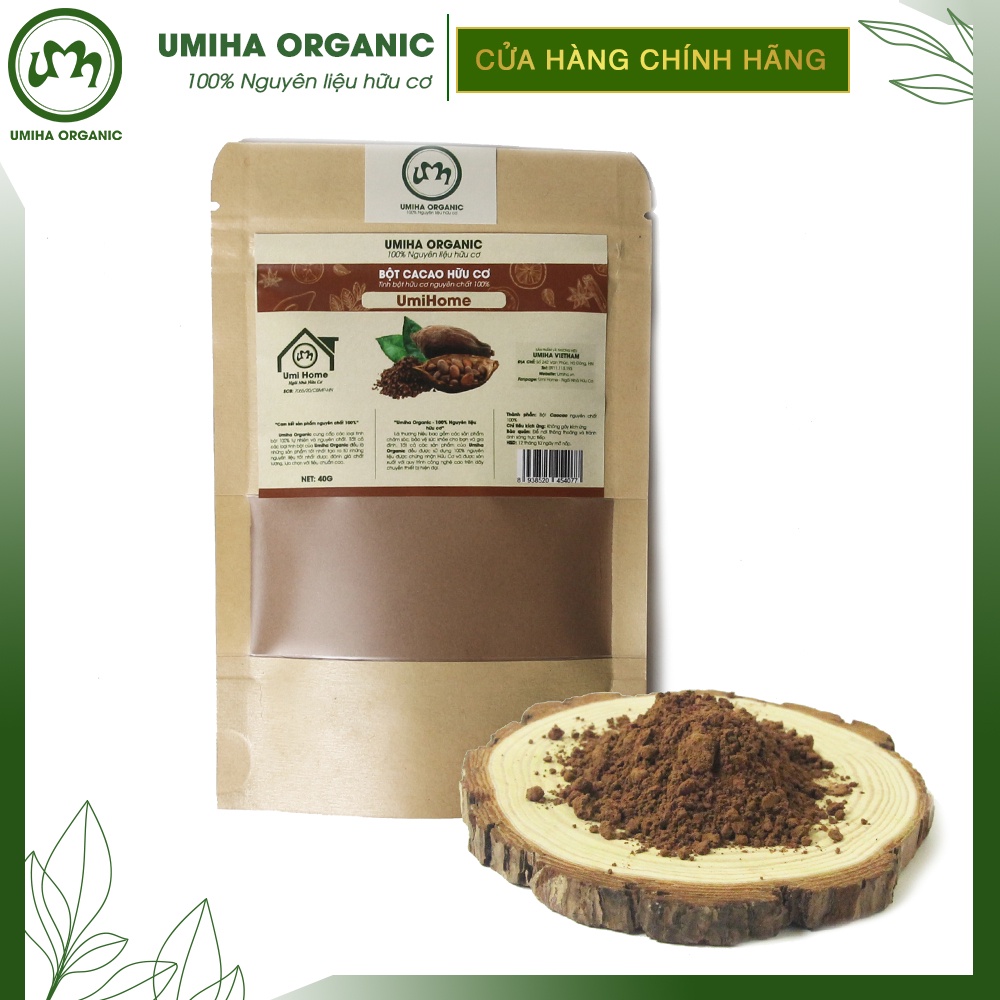 Bột Cacao hữu cơ UMIHOME nguyên chất 40g - Mặt nạ dưỡng da giúp da trắng, tẩy da tế bào chết và ngừa thâm mụn