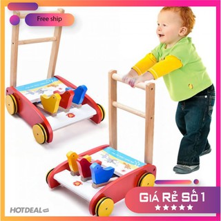 Xe Tập Đi Cho Bé🥰 [GIÁ XƯỞNG] 🥰 Xe Đẩy Tập Đi Cho Bé Bằng Gỗ Mẫu Ô TÔ Em Bé Vàng LOAI CAO CẤP