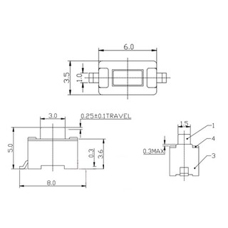Nút nhấn 2 chân hàn dán 3x6x5mm
