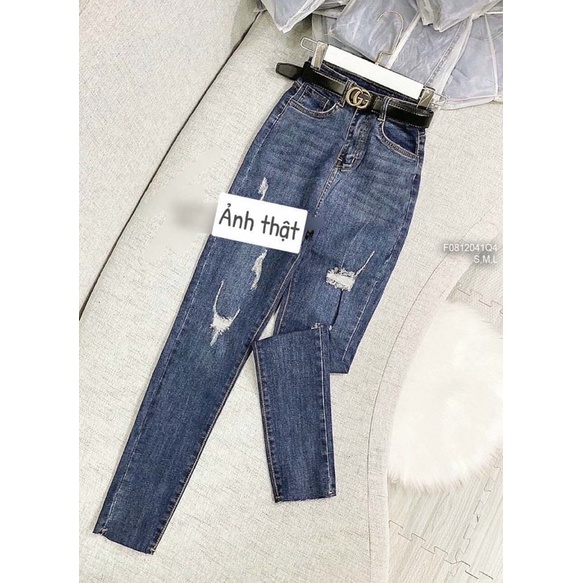 Quần jeans dài mài rách