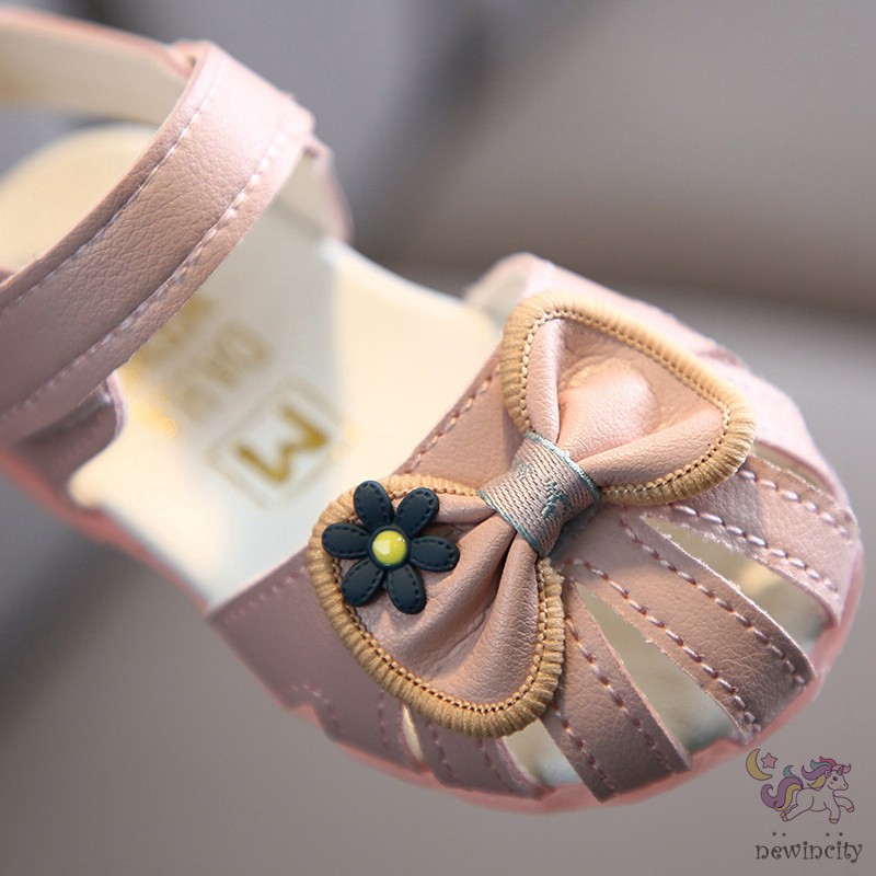 Giày sandal chống trượt đính nơ/hoa thời trang mùa hè cho bé gái