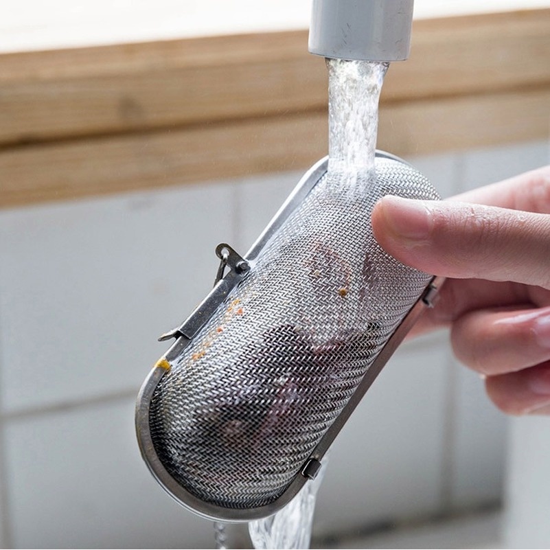 1 Lồng Lọc Trà Bằng Thép Không Gỉ Hình Trụ Đa Năng Có Thể Tái Sử Dụng