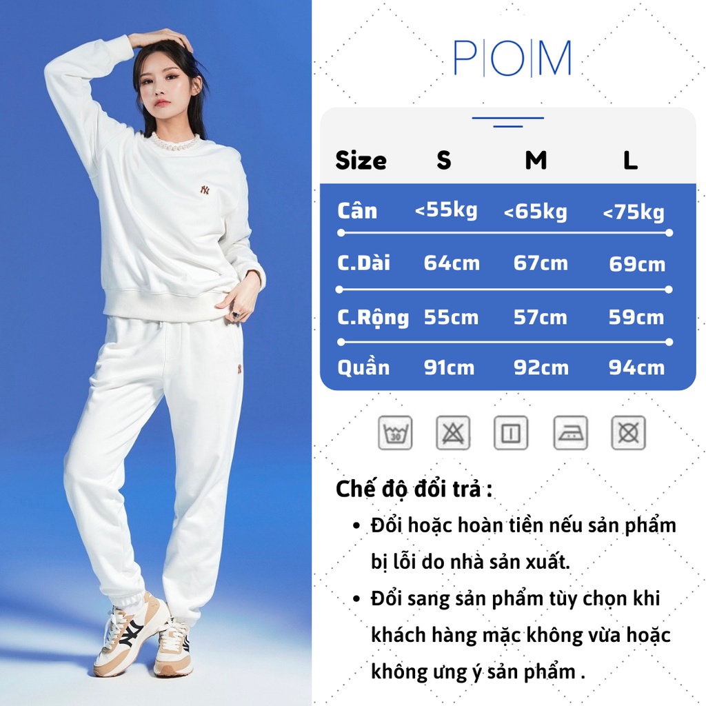 Set quần áo nỉ nam nữ, Set Sweater M.L.B, Bộ quần áo thu đông nữ NY Monogram SW07 - Pom Store