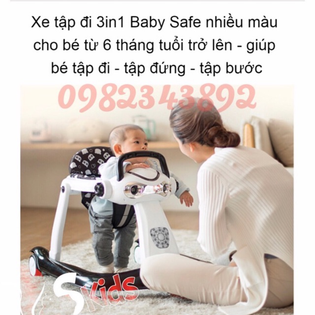 Xe tập đi Skids Babysafe 3in1 mẫu 2019 cho bé