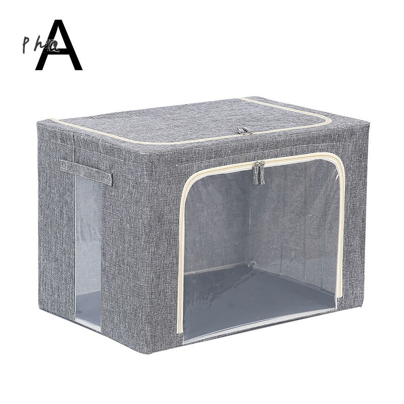 Cloth Art Folding Box Fabric Storage Bins Foldable Grey Beige Box Big Capacity for Home