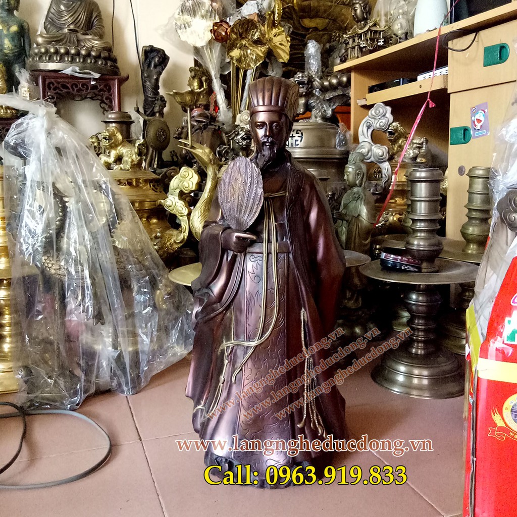 bán tượng khổng minh cao 50 cm, tượng khổng minh bằng đồng, vật phẩm phong thủy