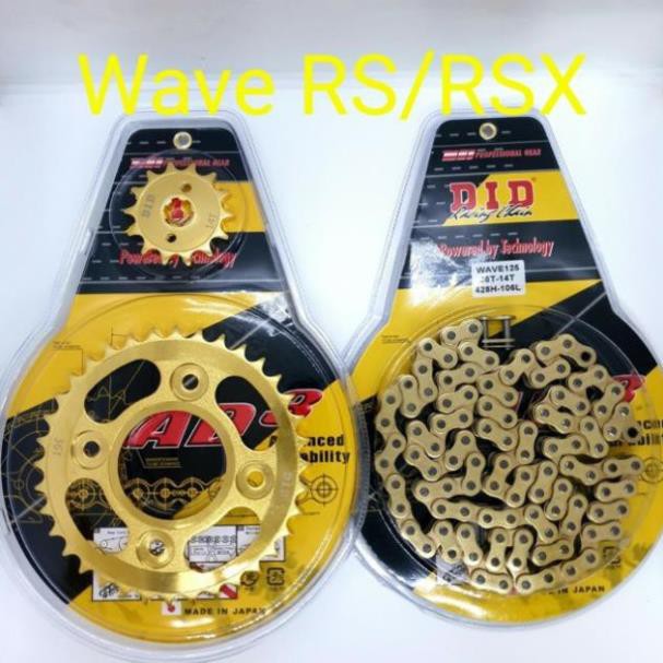 Bộ Sên nhông dĩa , xích vàng dành cho dòng xe Wave RS