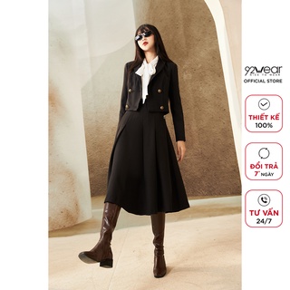 Áo vest blazer nữ dài tay dáng ngắn 92WEAR, thiết kế công sở cao cấp VBA2146