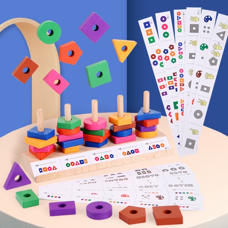Đồ Chơi Gỗ Montessori Màu Sắc Và Hình Học, Nhận Biết Phương Hướng Vị Trí Phát Triển Tư Duy Logic Cho Bé