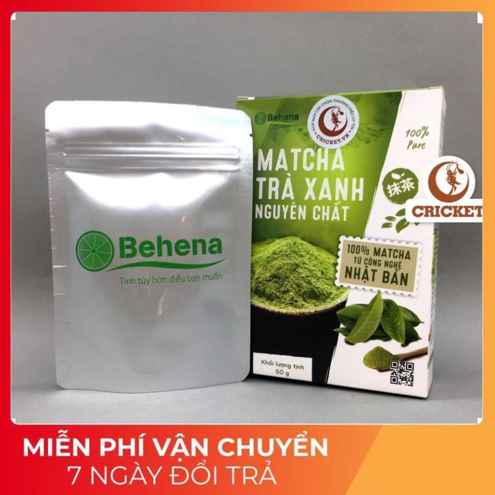 Bột Trà Xanh Matcha Sấy Lạnh Nguyên Chất Behena (Hộp 50g) đắp mặt làm đẹp da, trắng da, chống lão hóa, hết mụn, mờ thâm