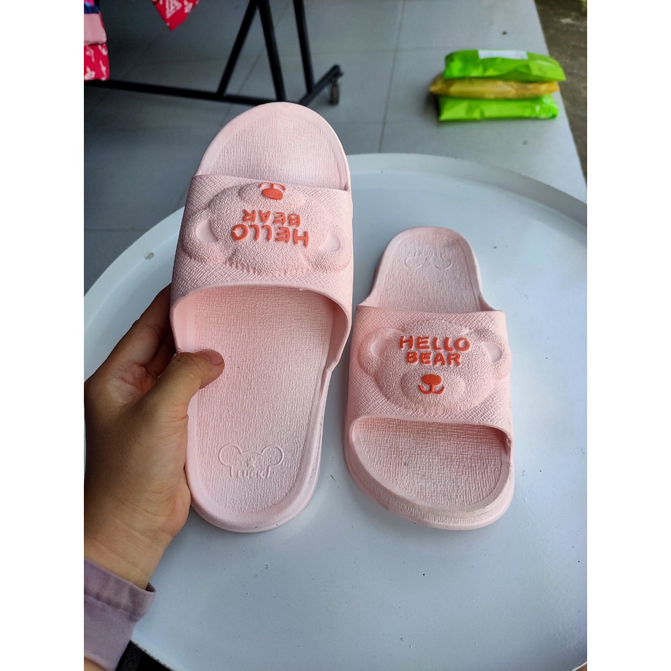 Dép gấu nữ in nổi, Dép đi trong nhà, văn phòng, nhà tắm cực xinh, chống trơn