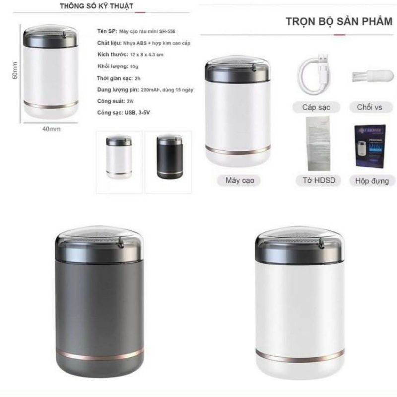 Máy Cạo Râu Cầm Tay Mini Bỏ Túi Sạc USB Chống Nước Dùng Cho Nam Và Nữ