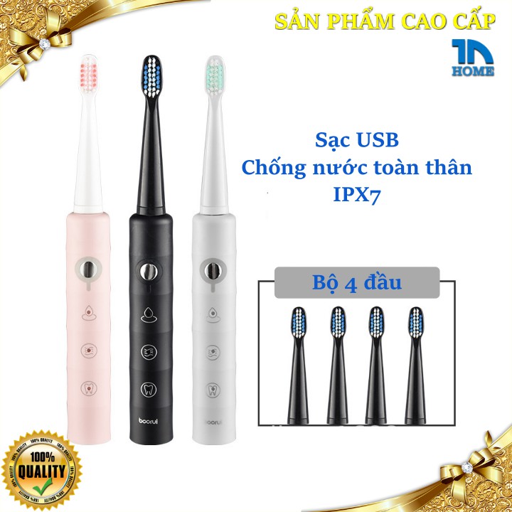 Bàn chải điện sạc USB Bàn chải đánh răng điện tự động 6 chế độ cao cấp chống nước chống rung BOORUI BR-Z2