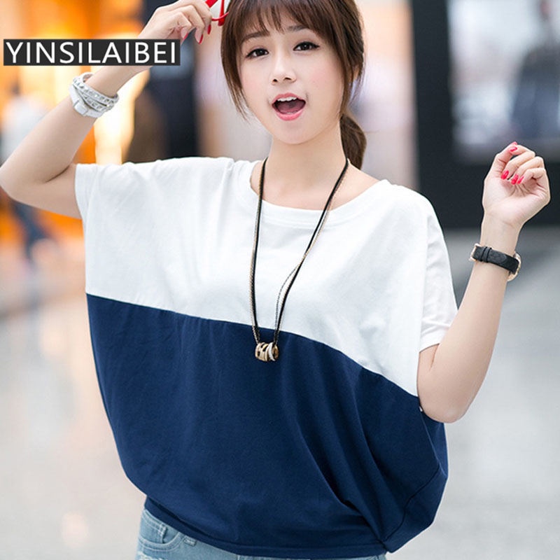 Áo thun cotton tay cánh dơi dáng rộng thời trang mùa hè cho nữ