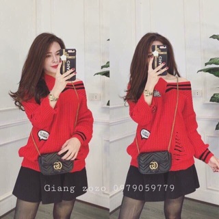 Đầm len lệch vai giấu quần