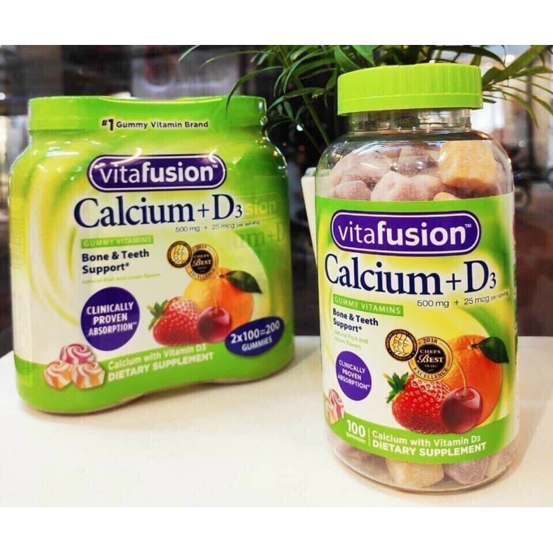 Kẹo Dẻo Canxi Vitafusion Calcium 500mg 100 Viên