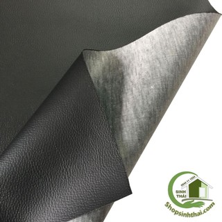 Vải da simili PVC - vải giả da may bóp ví, túi xách, may nệm ghế sofa, giày dép - [ 1 mét x khổ 1,4m ] màu đen có vân