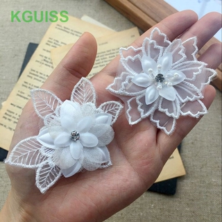 Phụ kiện trang trí bằng vải ren hình hoa 3d đính đá thủ công cho áo cưới
