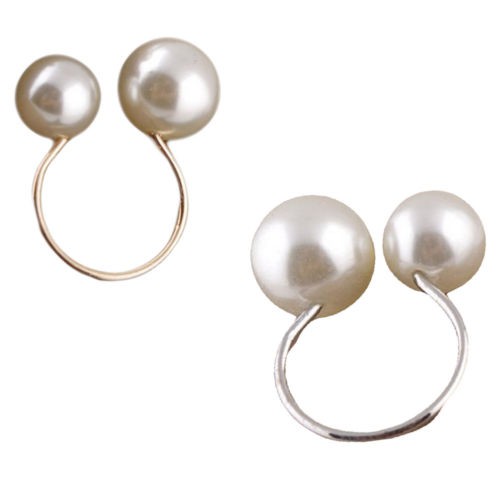 Nhẫn hở mạ vàng đính đá ngọc trai nhân tạo thời trang