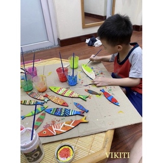 Cá gỗ Decor, cá gỗ vẽ trang trí, Combo 10 cá