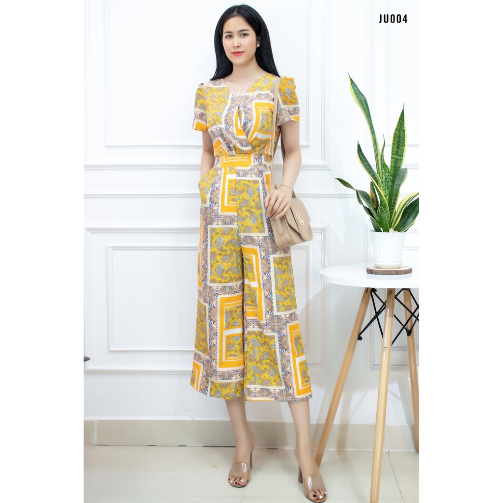 Jumpsuit nữ lửng ổng rộng dài họa tiết độc đáo thổ cẩm vải lanh mát mùa hè  Ju004 | BigBuy360 - bigbuy360.vn